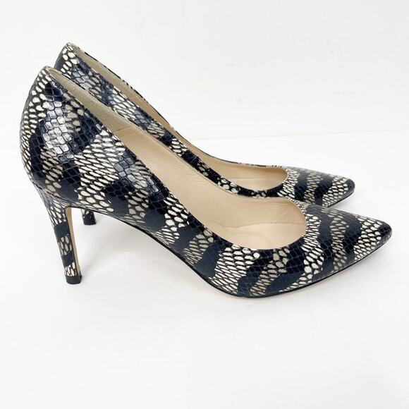 LK BENNETT Floret Snake Print Embossed Leather Pumps Heels Sz. 38 or a 7.5 - Picture 2 of 8